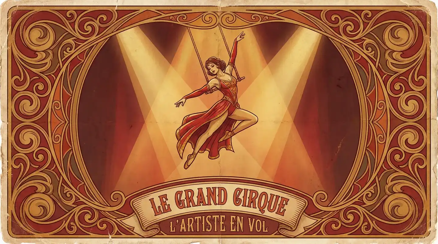 非凡娱乐 - 经典空中飞人表演的复古海报风格封面